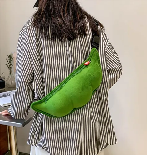Vista 4 de KARTONS Bolso cruzado para mujer, bolso de hombro de felpa, bolso cruzado en forma de guisante, bolso cruzado en el pecho, bolso cruzado, bolsa tipo