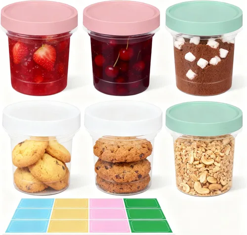 Vista 8 de Recipientes de almacenamiento de alimentos, 12 piezas, recipientes de almacenamiento para congelador de 4 oz con tapas de rosca, a prueba de fugas