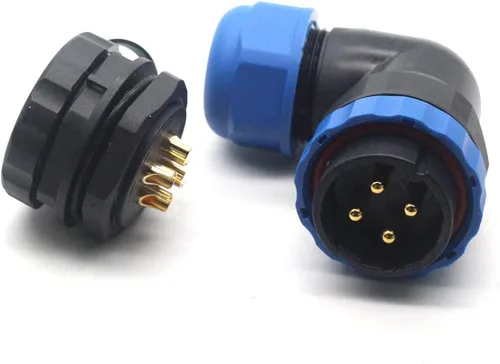 Vista 5 de SD28 2 pines ~ 26 pines codo con brida impermeable IP68 1.102 in Panel Mount Circular Aviación Cable Conector