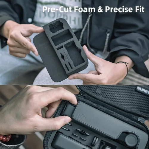 Vista 3 de Osmo Pocket 3 Mini Case, bolsa protectora de almacenamiento de PU portátil para DJI Osmo Pocket 3 Kit estándar y DJI Osmo Pocket 3 Power Expansion