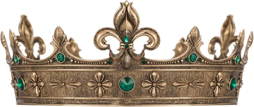 Vista 5 de SWEETV King Crown, Medieval Crown for Men, Men's Headband Prince Estilo 2: oro+verde