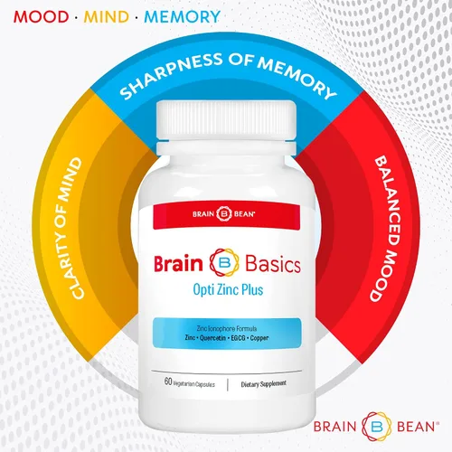 Vista 7 de Brain Basics Opti Zinc Plus - Suplemento de zinc con quercetina, EGCG y cobre. Fórmula de apoyo inmunológico - 60 cápsulas