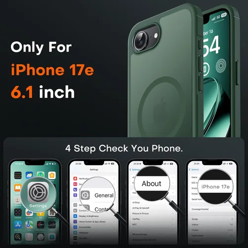 Vista 2 de TOCOL Funda para iPhone 17e, compatible con Magsafe, protección militar contra caídas, delgada, translúcida, mate, a prueba de golpes, para iPhone