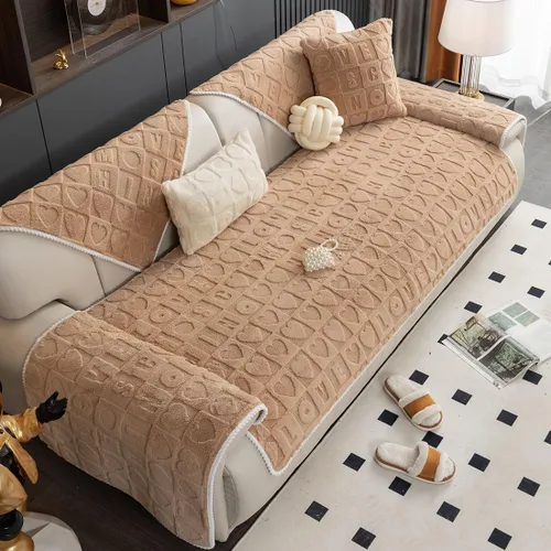 Vista 5 de vctops Funda suave de piel sintética con patrón de amor 3D para sofá, funda antideslizante para sofá seccional, protector de muebles