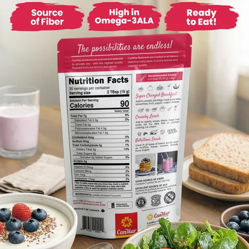 Vista 2 de Semillas de lino de 16 oz (1 libra), semillas de lino tostadas doradas, sin OMG y veganas