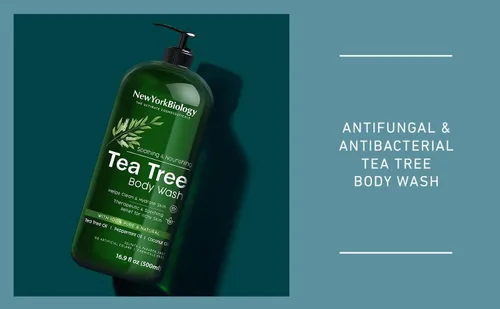 Vista 6 de New York Biology Tea Tree Gel de baño con árbol de té menta para hombres y mujeres, ayuda a eliminar la picazón y la picazón en la piel, hongos
