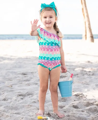 Vista 2 de RuffleButts - Traje de baño de una pieza con holanes para bebés o niñas pequeñas con protección solar FPS 50