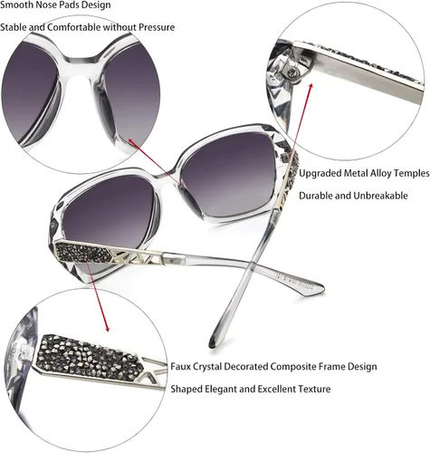 Vista 5 de LECKIRUT - Lentes de sol de gran tamaño para mujer lentes de sol clásicos y a la moda con protección UV polarizada
