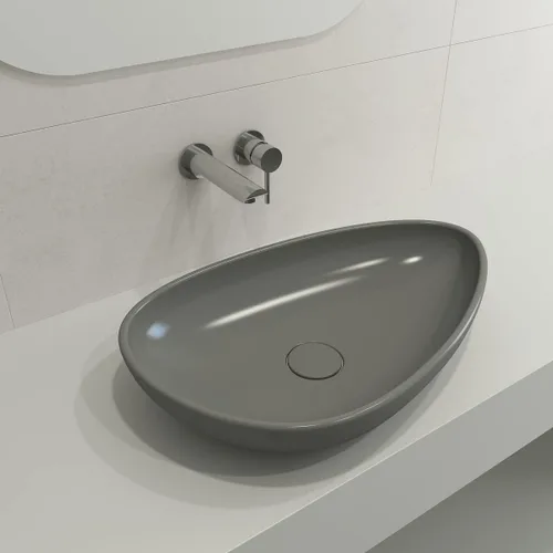 Vista 7 de BOCCHI Etna Vessel Arcilla refractaria 23.25 pulgadas con tapa de drenaje a juego en negro