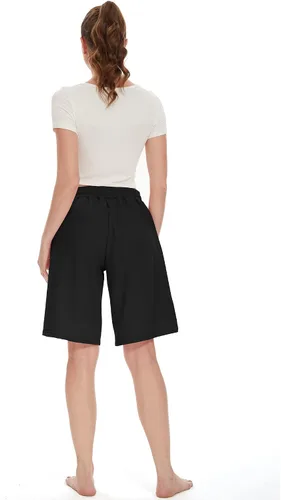 Vista 5 de SICVEK Womens Knee Length Bermuda Shorts Loose Fit Summer Cotton Comfy Lounge Shorts Drawstring with Pockets