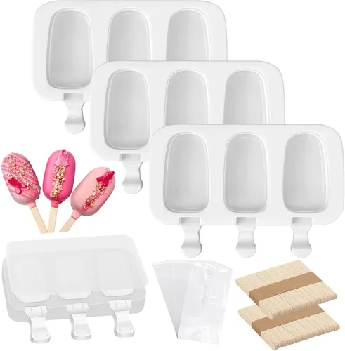 Vista 13 de Moldes de silicona para paletas, moldes para hacer paletas de 10 cavidades, molde de helado casero de fácil liberación para hacer pasteles, paletas
