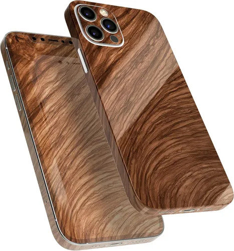 Vista 2 de DesignSkinz Kit de calcomanías de cuerpo completo compatible con iPhone 15 Plus, madera natural de lujo V3