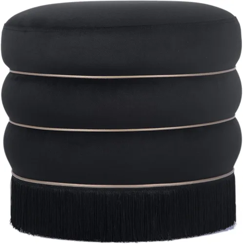 Vista 4 de TOV Furniture Lakka - Otomana de terciopelo negro