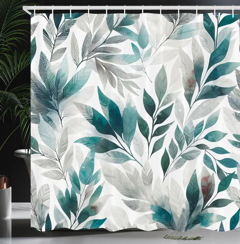 Vista 10 de Cortina de poliéster para regadera Ambesonne Decor Collection Verde azulado