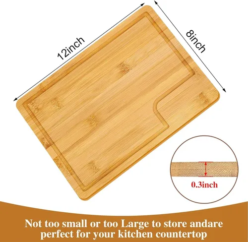 Vista 7 de Lincia - Tabla de cortar de bambú con ranura para jugo, 12 x 7.5 pulgadas