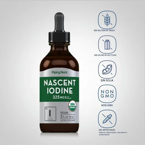 Vista 3 de Piping Rock Gotas de yodo naciente orgánicas 2 fl oz