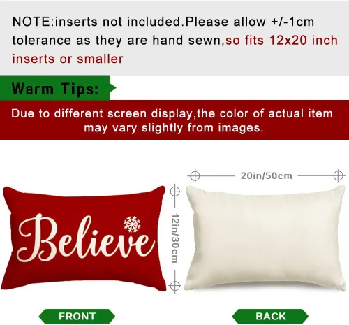 Vista 11 de RABUSOFA - Fundas de almohada navideñas de 12 x 20 pulgadas, decoración de invierno de Navidad roja