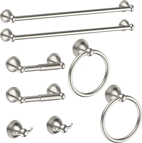 Vista 11 de Newfun Juego de accesorios de baño de 8 piezas de 24 pulgadas, color negro mate, incluye toallero de baño ajustable de 24 pulgadas, anillos