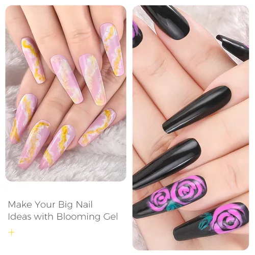 Vista 3 de BURANO Esmalte de uñas en gel Blooming de 0.5 onzas, efecto floreciente transparente (2 botellas)