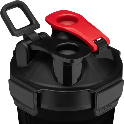Vista 2 de Hydra Cup DualShaker Pro - Botella agitadora de 32 onzas para batidos de proteínas, vaso agitador con mango y batidor de bola, botella mezcladora