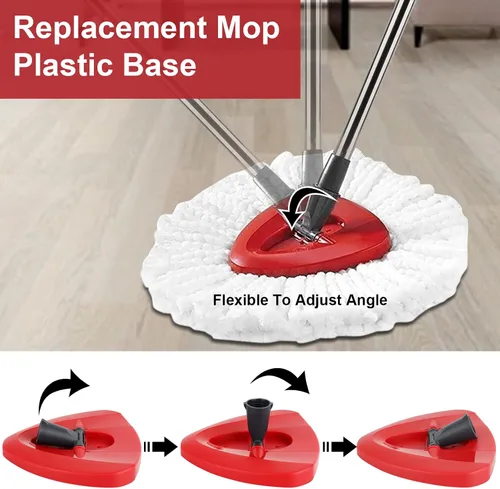 Vista 5 de Cabezal de repuesto para trapeador giratorio con 1 base giratoria y 1 mango. Recambios de fregona EasyWring compatibles con SpinMop triangular
