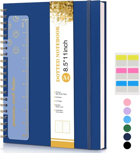 Vista 10 de Cuaderno de espiral de 8.5 x 11 pulgadas, cuadernos grandes A4 para mujeres y hombres, diario rayado universitario, papel de 3.53 oz/m², diarios