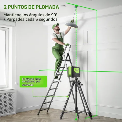 Vista 2 de HUEPAR Nivel láser con 2 puntos de plomada - 2 puntos de plomada y 2 líneas