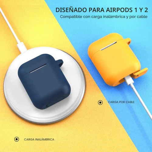 Vista 4 de Funda compatible con AirPods, cubierta protectora de silicona completa a prueba de polvo diseñada para Apple AirPods de 1.ª y 2.ª