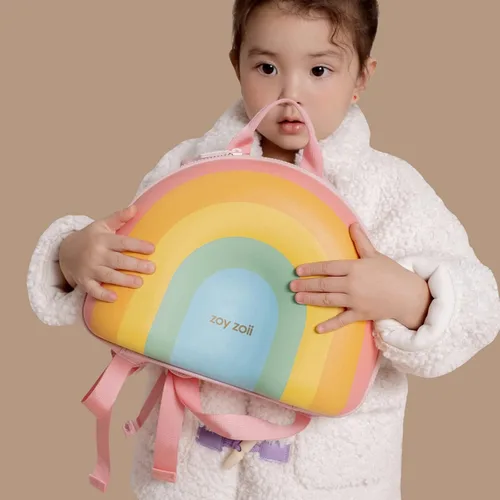Vista 5 de zoy zoii Mochila para niños, linda mochila para niños pequeños, bolsa de viaje preescolar, mochila casual para niñas y niños, B8-sugarrainbow