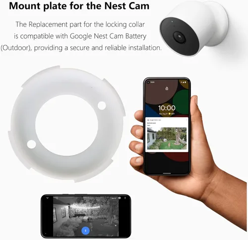 Vista 3 de TEYOUYI Placa de montaje para cámara Google Nest, pieza de repuesto para cámara Nest Cam al aire libre (batería), collar de bloqueo, accesorio