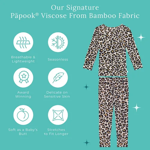 Vista 6 de Posh Peanut Pijamas para niñas, suaves, de viscosa de bambú para niños, pijamas a juego de manga larga para niñas