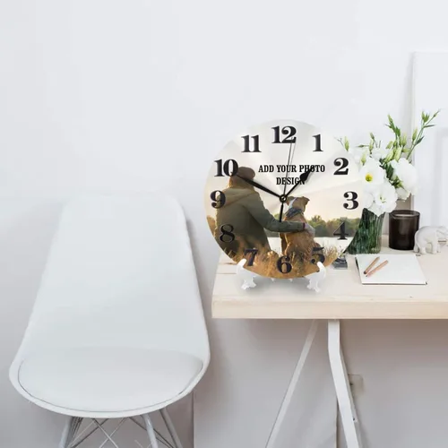 Vista 4 de Reloj de pared personalizado, diseño de tu foto, imagen, texto, logotipo, reloj de pared redondo sin tictac para aniversario, boda, día de San
