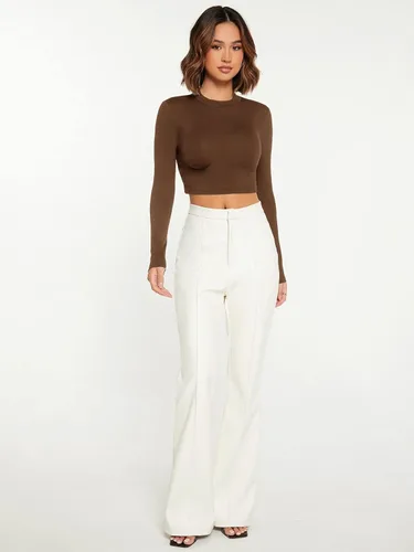 Vista 5 de Verdusa Camiseta básica de manga larga con cuello redondo para mujer