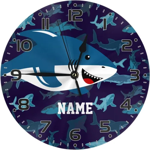 Vista 13 de Reloj de pared personalizado con diseño de planeta y galaxia para habitación de niños, reloj de pared personalizado con nombre de niño, regalo