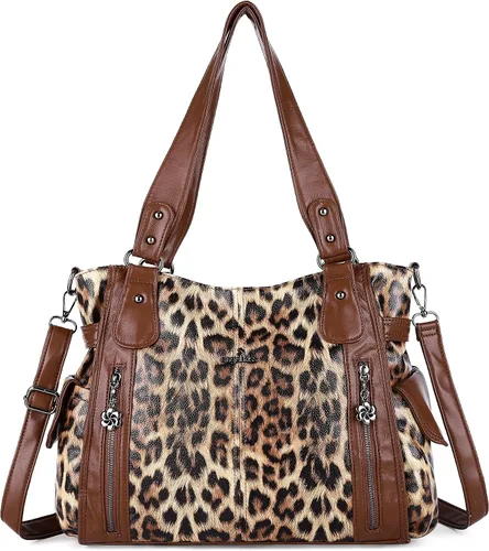 Vista 7 de Angel Kiss Bolsos para mujer con tiras en la parte superior, bolso estilo Hobo, bolsas de hombro espaciosas y casuales, cartera estilo Tote de PU