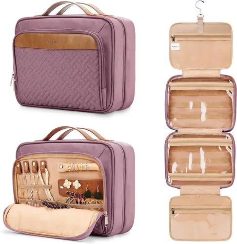 Vista 21 de Bolsa de aseo colgante de viaje para mujeres y hombres, con 6 cubiertas de botellas de silicona a prueba de fugas, accesorios impermeables