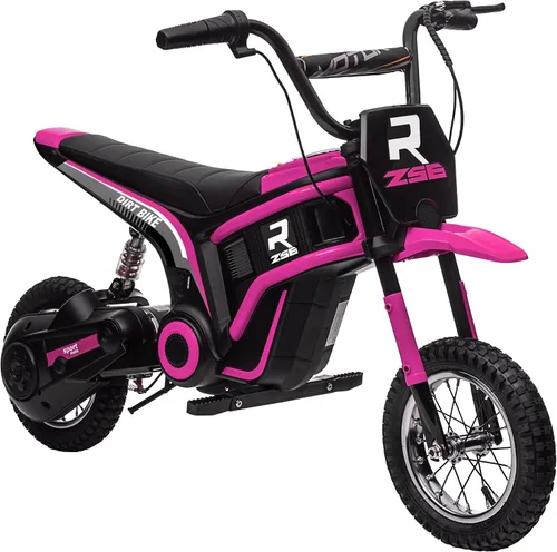 Vista 11 de Aosom Bicicleta Eléctrica de Tierra con Acelerador de Puño Giratorio, 24V 350W Motocicleta Eléctrica Todoterreno, Hasta 15 MPH con Freno, Bocina