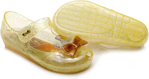 Vista 6 de Zapatos de gelatina para niñas, sandalias planas de vestir de princesa para niños, cosplay, gelatinas transparentes con purpurina Mary Janes