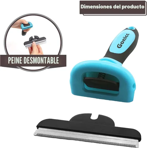 Vista 6 de Gonicc PDT-1001 Herramienta profesional para eliminar pelo para mascotas, peine azul Effectively Reduces Shedding by Up to 95%, Ideal for Short