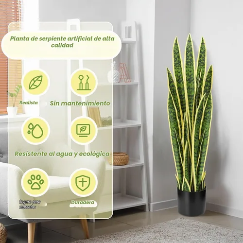 Vista 7 de Crowye Paquete de 2 plantas de serpiente artificial de 3.15 pies de alto, planta de Sansevieria sintética, serpiente falsa grande a granel en maceta