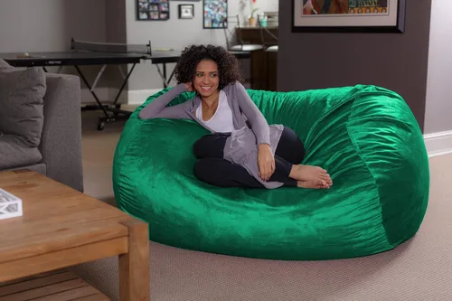 Vista 4 de Puf grande de 6 pies Sofa Sack Bean Bags, Microfibra, Aqua Marine