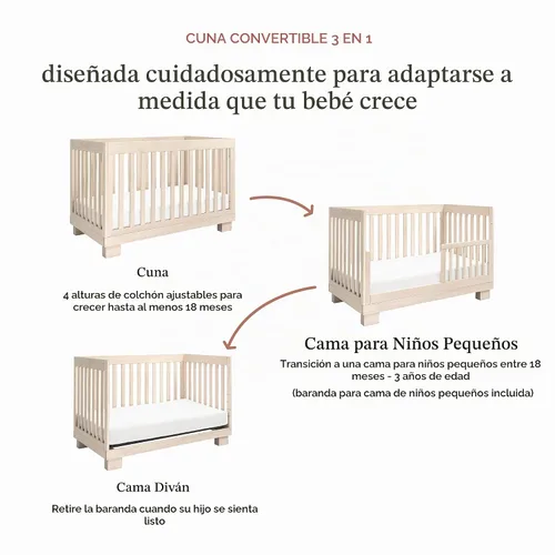 Vista 10 de Babyletto Modo Cuna convertible 3 en 1, color natural lavado