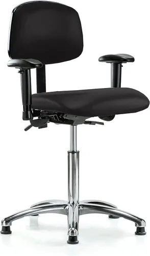 Vista 14 de PERCH - Silla giratoria con ruedas para alfombra o linóleo, cromado, Textil, Tela negra