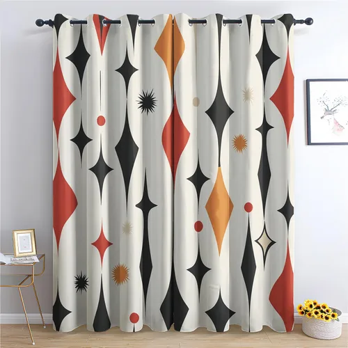 Vista 9 de Cortinas opacas con degradado azul de 39 pulgadas de largo, cortinas abstractas para decoración de dormitorio, cortinas de ventana modernas