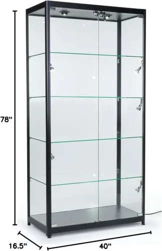 Vista 3 de Displays2go Escaparate negro del trofeo del LED