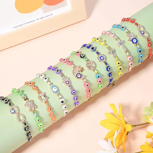 Vista 5 de Tacobear 24Pcs Evil Eye Bracelets Necklace Kit Women Teen Girl Jewelry Gift Bulk Adjustable String Crystal Alloy Handmade Braided Friendship