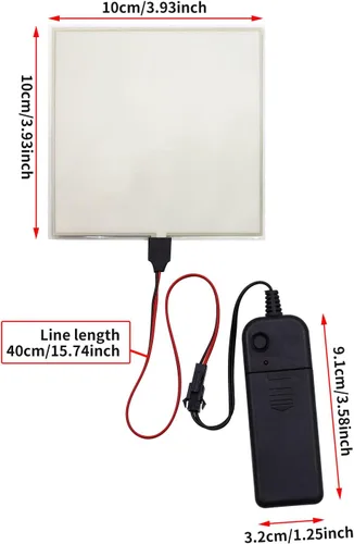Vista 4 de jose2015 Panel electroluminiscente de 3.9 x 3.9 in, luz de panel electroluminiscente cortable, 3 modos con batería para decoración de bricolaje