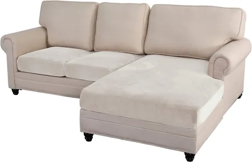 Vista 22 de MIFXIN Fundas para sofá modular, 3 piezas, funda de asiento de sofá de terciopelo elástico en forma de L, funda de cojín separada, protector