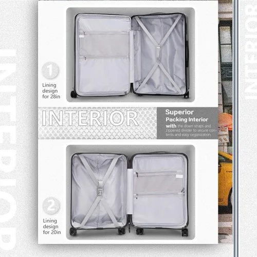 Vista 6 de COOLIFE Maleta de equipaje conjunto de ABSpolicarbonato Spinner Trolley con bolsillo compartimento Bolsa para fin de semana