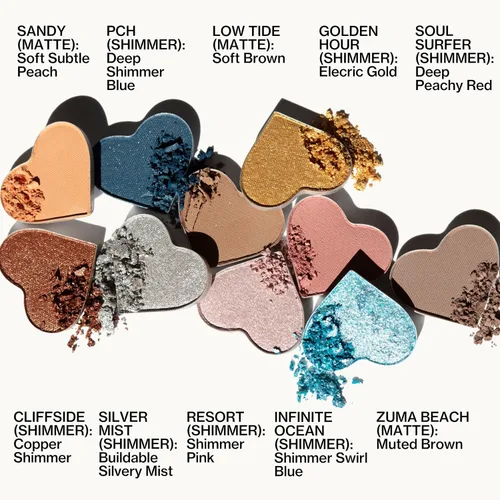 Vista 4 de Pacifica Paleta de sombras de ojos – Sombra de ojos mineral Malibu, tonos neutros mezclables con mate aterciopelado, brillante y metálico, infusión